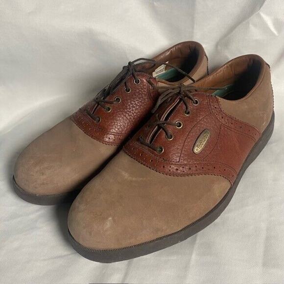 Footjoy Softjoys Sierra Mens 9 Brown Lace Up Oxford Golf Shoes Metal Cleats - Picture 1 of 8